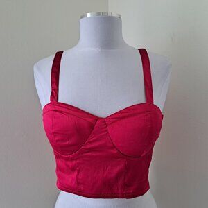 B.O.G Collective Juniors Corset Cropped Lining Top Pink Fuchsia Color Size L NWT